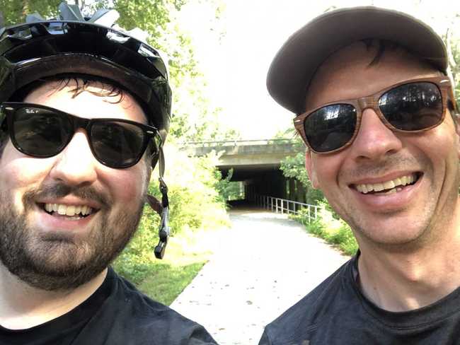 My buddy Chris and I after a long ride through the city.